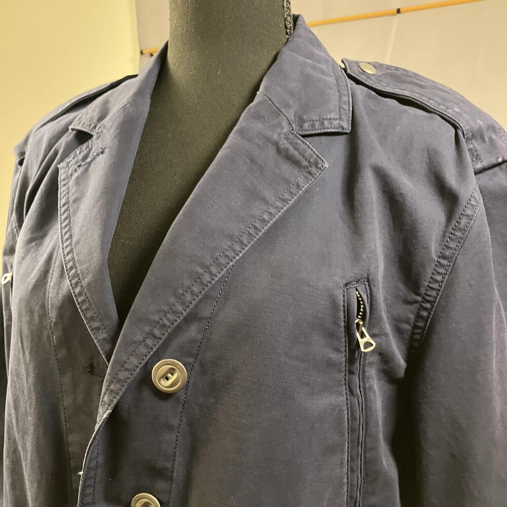 GAP Utility Jacket Womens Large Blue True Indigo Button Up Military Style Cotton - Picture 3 of 16